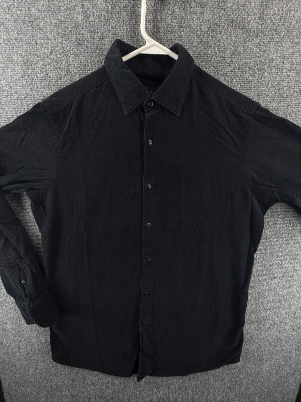 Massimo Dutti Corduroy Medium Finest Fabric Soft Navy Solid Mens Shirt Adult